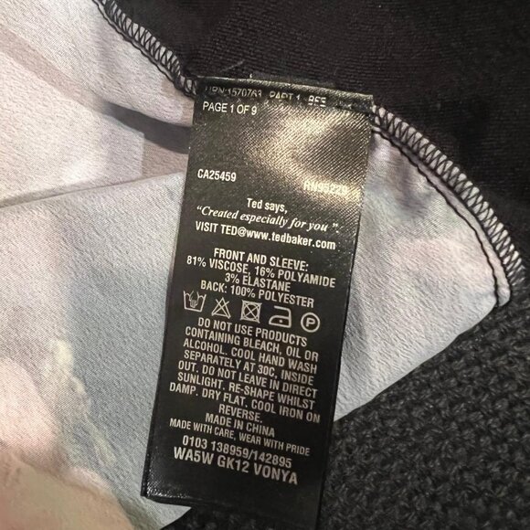 Ted Baker Black Vonya Shadow Floral Back Wrap Cardigan size 1 nwot - Picture 12 of 13